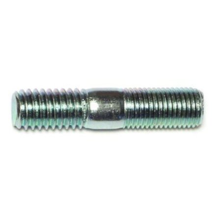MIDWEST FASTENER Double-End Threaded Stud, 7/16"-14Thread to7/16"-20Thread, 2 in, Steel, Zinc Plated, 8 PK 73152